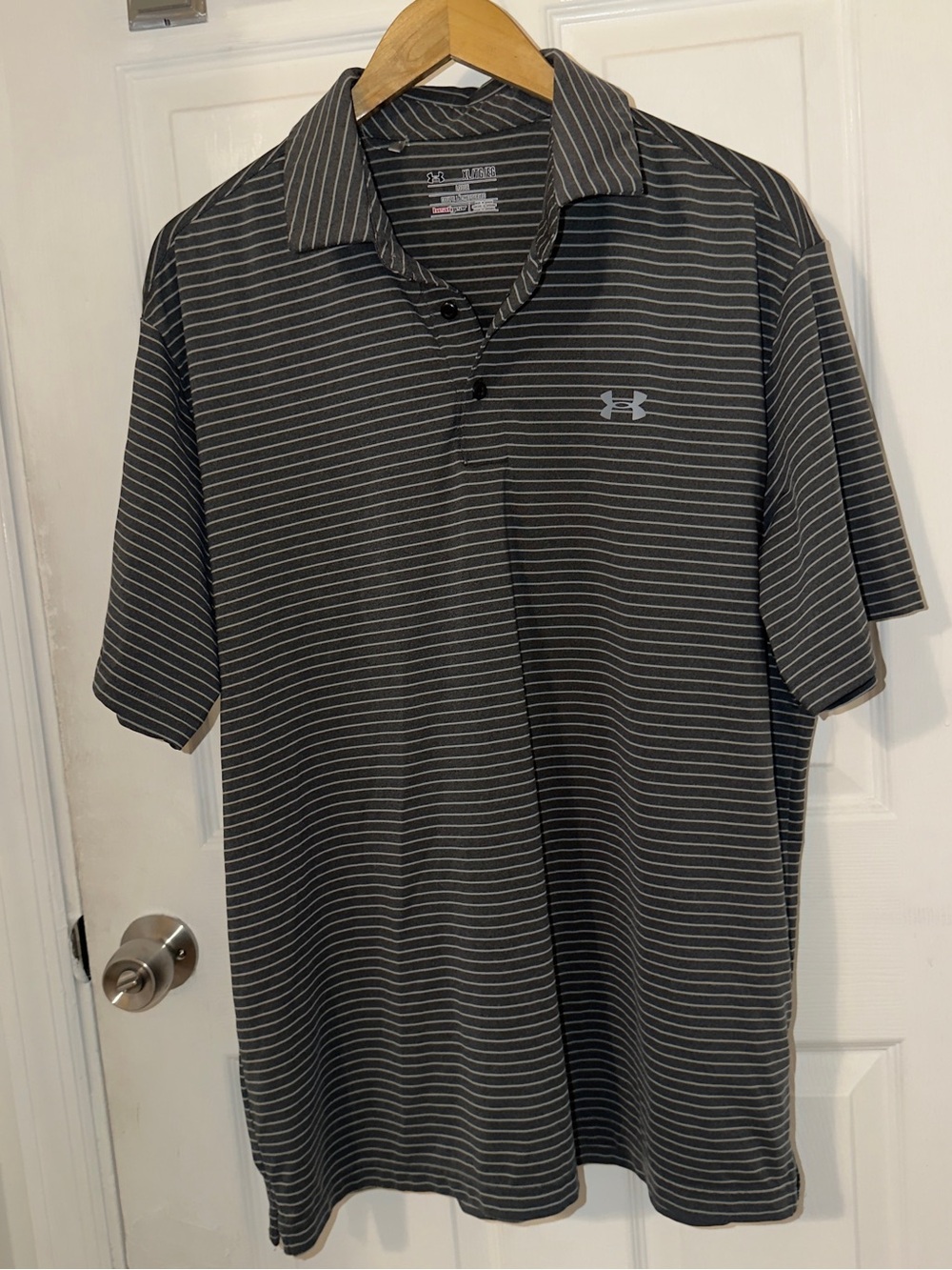 Under Armour Men's Charcoal Gray Striped Performance Polo